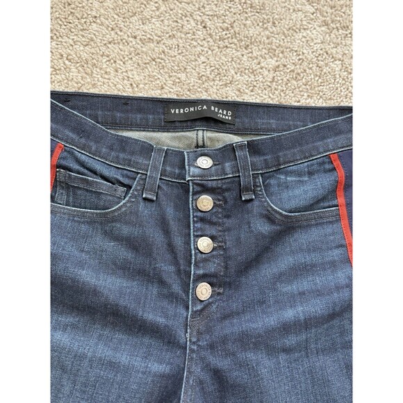 Veronica Beard Women’s 6Carolyn 10" Baby Boot Jeans Midnight Side Stripe Raw Hem - Picture 6 of 10